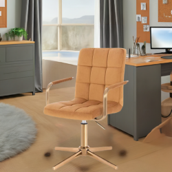 Honey velvet cosmetic chair gold-cross