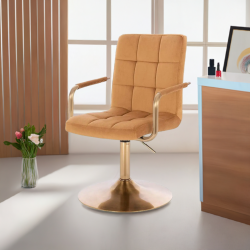 Honey velour cosmetic chair gold