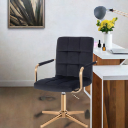 Black velvet cosmetic chair gold-base