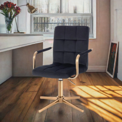 Black velvet cosmetic chair gold