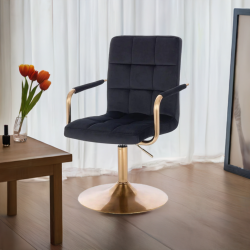 Czarny fotel kosmetyczny złota podstawa