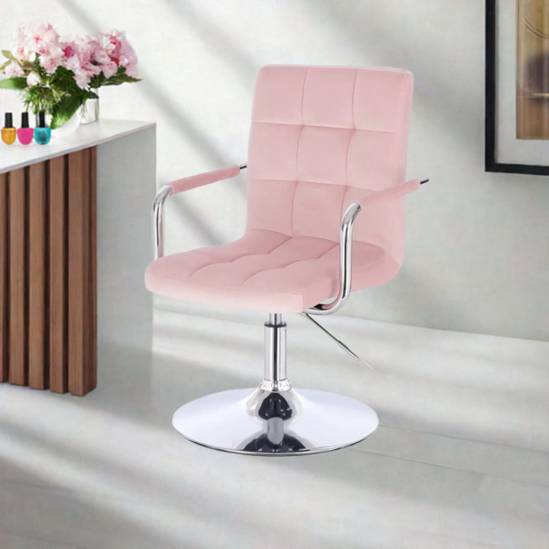Powder pink velour cosmetic chair