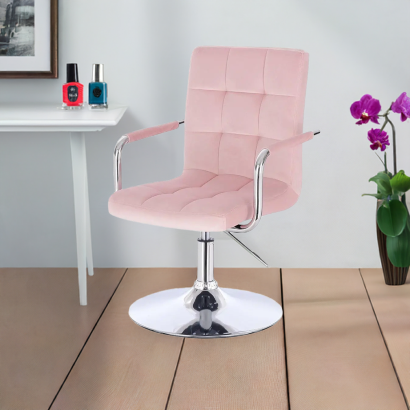 Powder pink velvet cosmetic chair