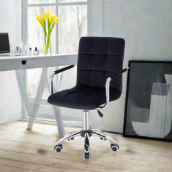 Black velour salon chair casters