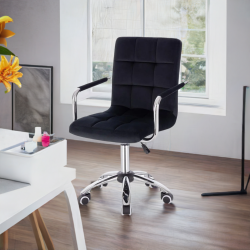 Black velour beauty chair silver-base