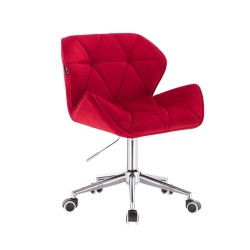 Red velour cosmetic chair silver