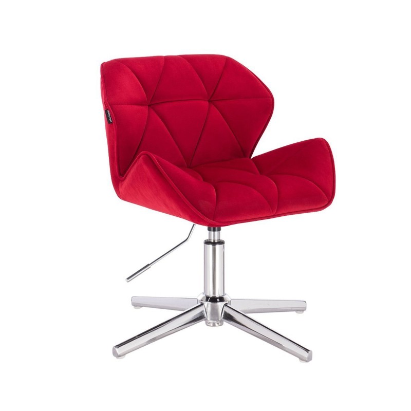 Red velour cosmetic chair silver-crossbase