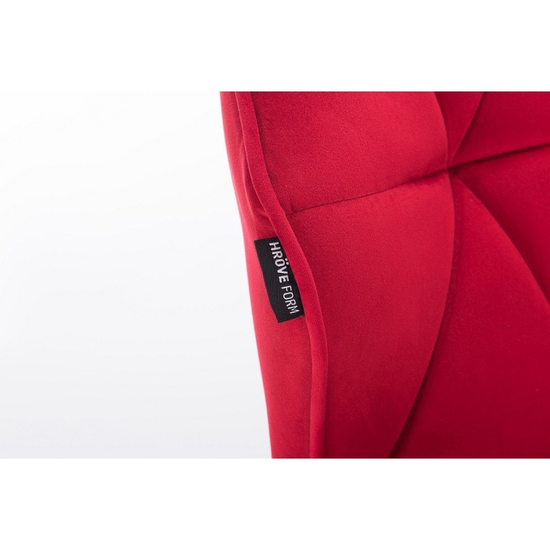 Red velour cosmetic chair silver-cross