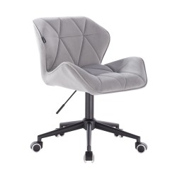 Steel-gray velvet chair on casters