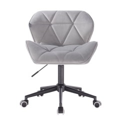 Stalowy welurowy fotel na kółkach