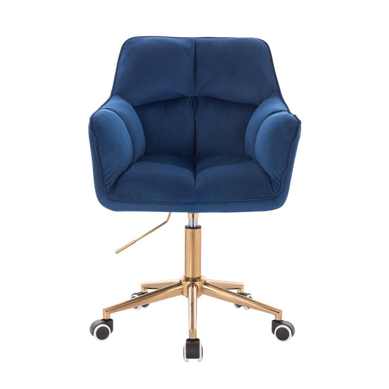 Navy velvet chair gold casters