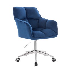 Dark-sea velvet chair chrome casters