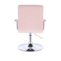 Powder-pink velour chair silver base