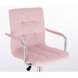 Powder-pink velvet chair silver base