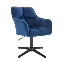 Welurowe krzesło ciemnomorskie czarna podstawa