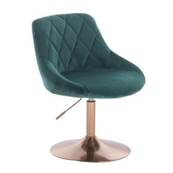 Bottle-green velour chair gold base