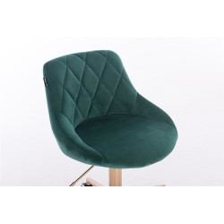 Bottle-green velvet cosmetic stool gold