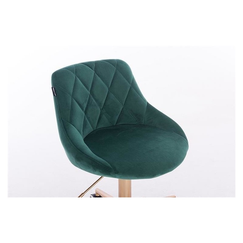 Bottle-green velvet cosmetic stool gold