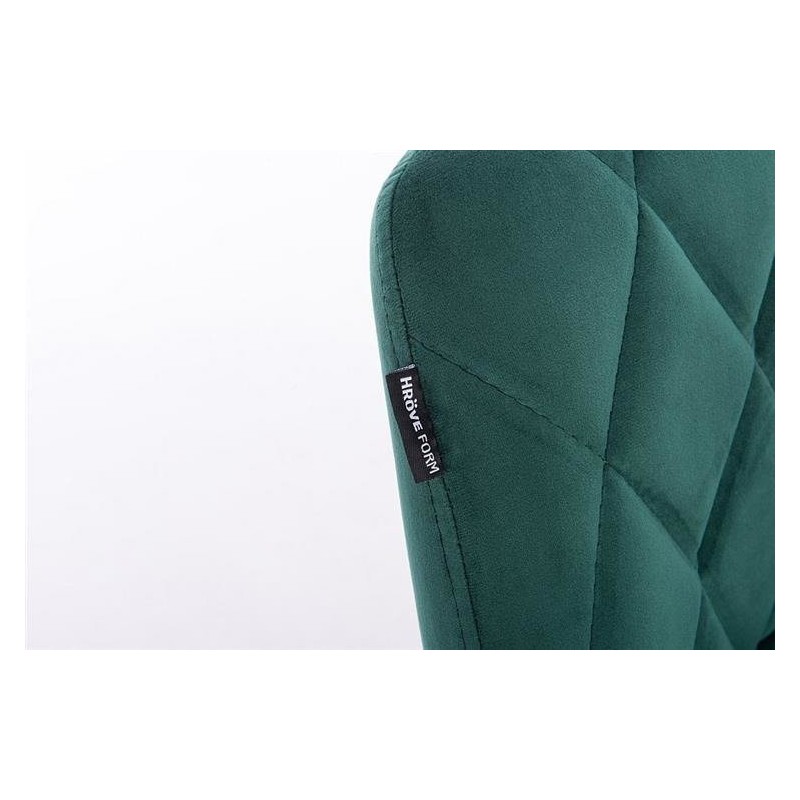 Bottle-green velour stool gold base