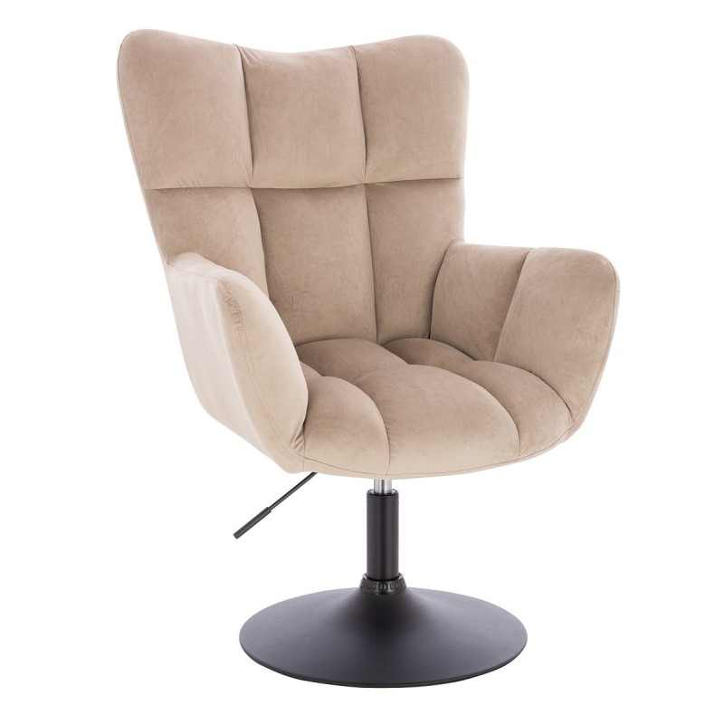 Latte velvet chair black base