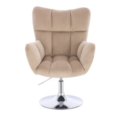 Latte velour chair chrome base