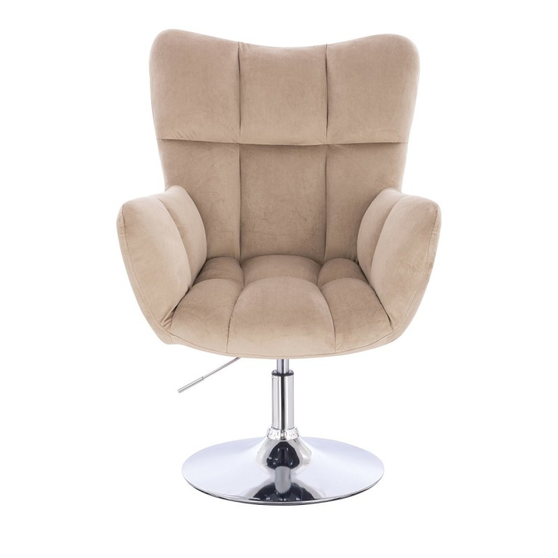Latte velour chair chrome base
