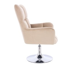 Latte velour chair chrome base