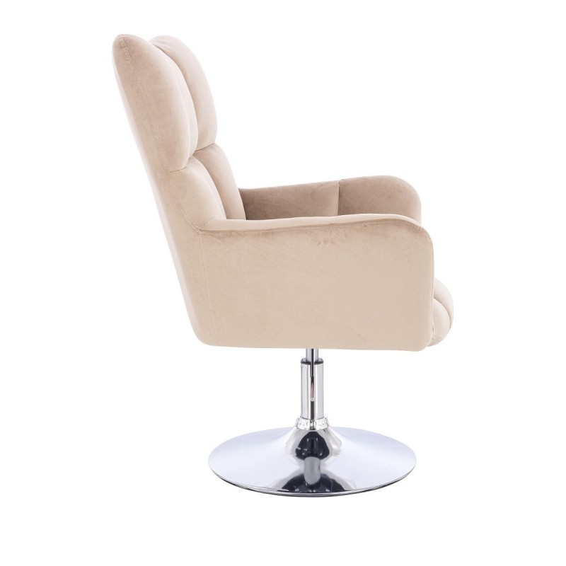Latte velour chair chrome base