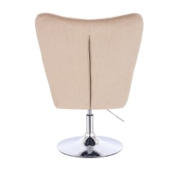 Latte velvet chair chrome base