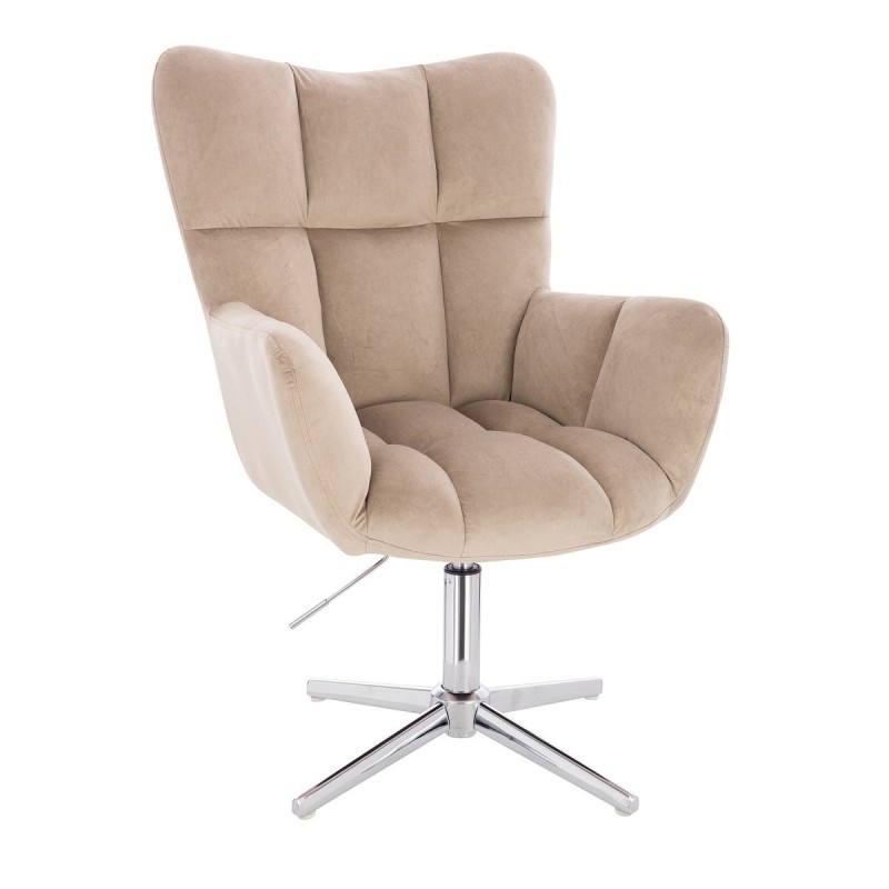 Latte velour chair chrome base