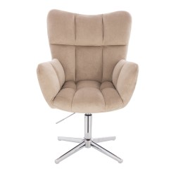 Latte velour chair chrome base