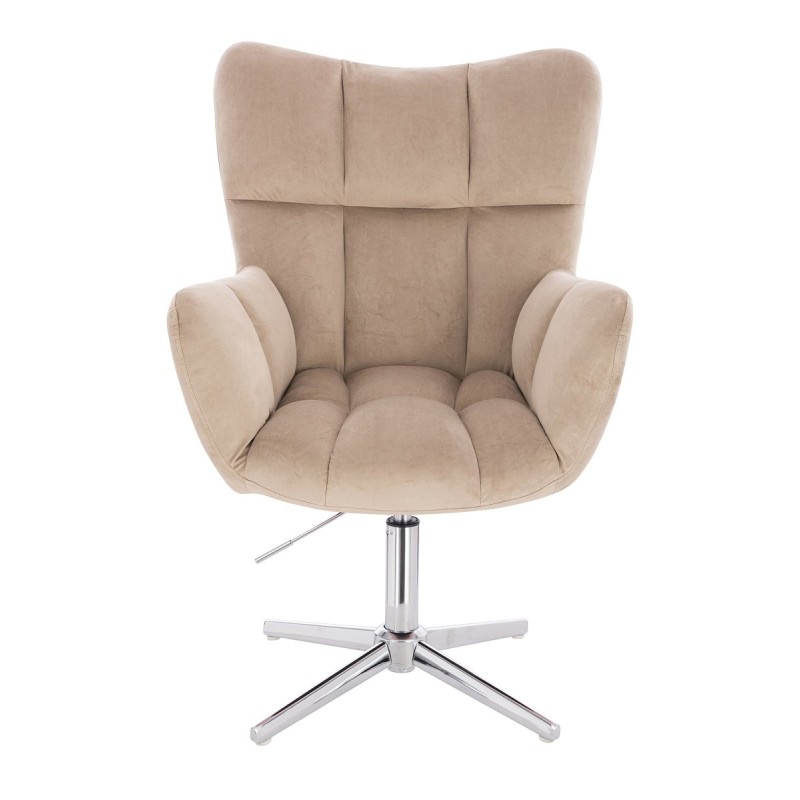 Latte velour chair chrome base