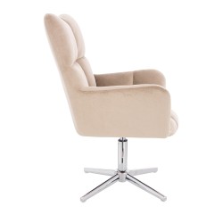 Latte velour chair chrome cross-base