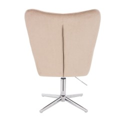 Latte velvet chair chromed cross-base