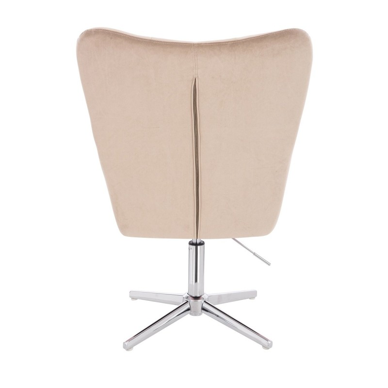 Latte velvet chair chromed cross-base