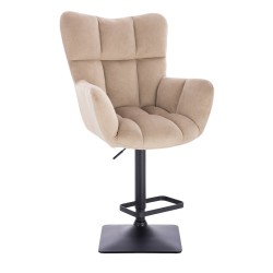 Latte velvet chair black base