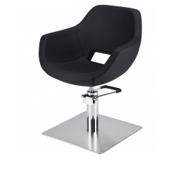 Czarny fotel fryzjerski kwadratowa podstawa