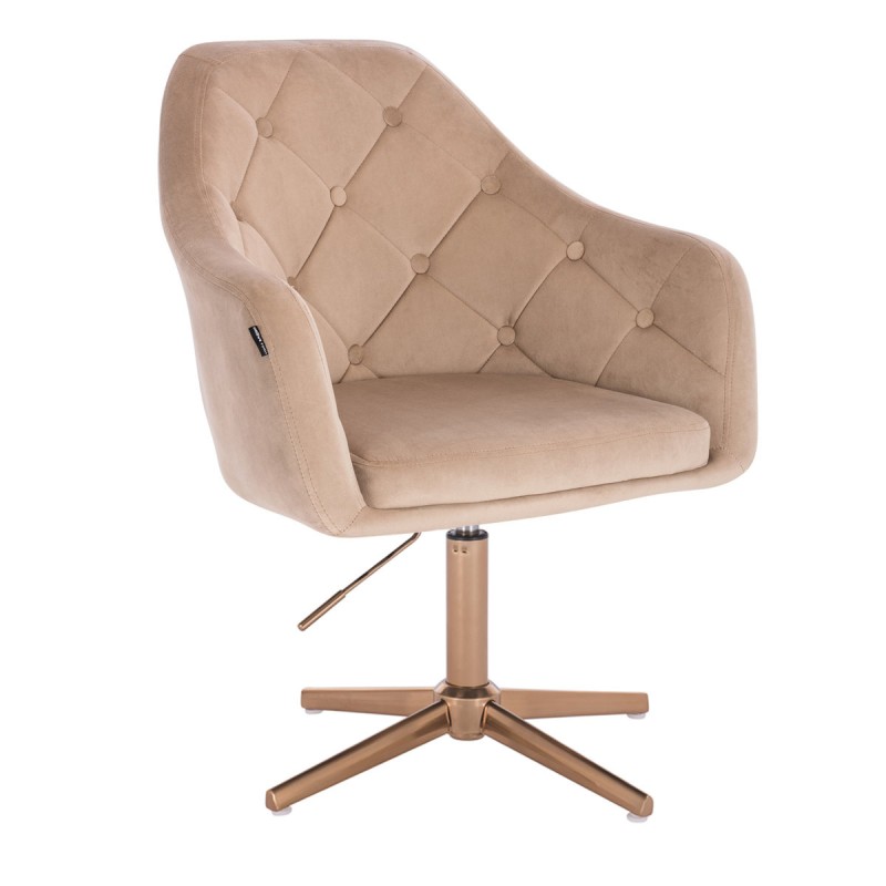 Latte velvet chair gold base