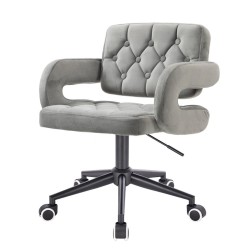 Steel-gray velvet chair black casters