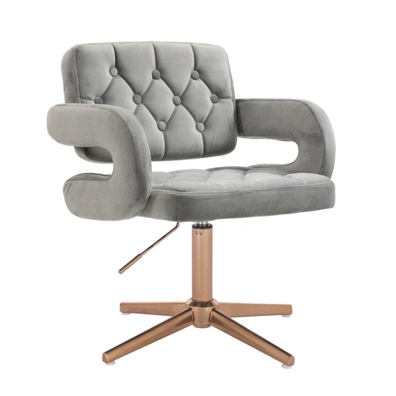 Stalowy welurowy fotel złota podstawa