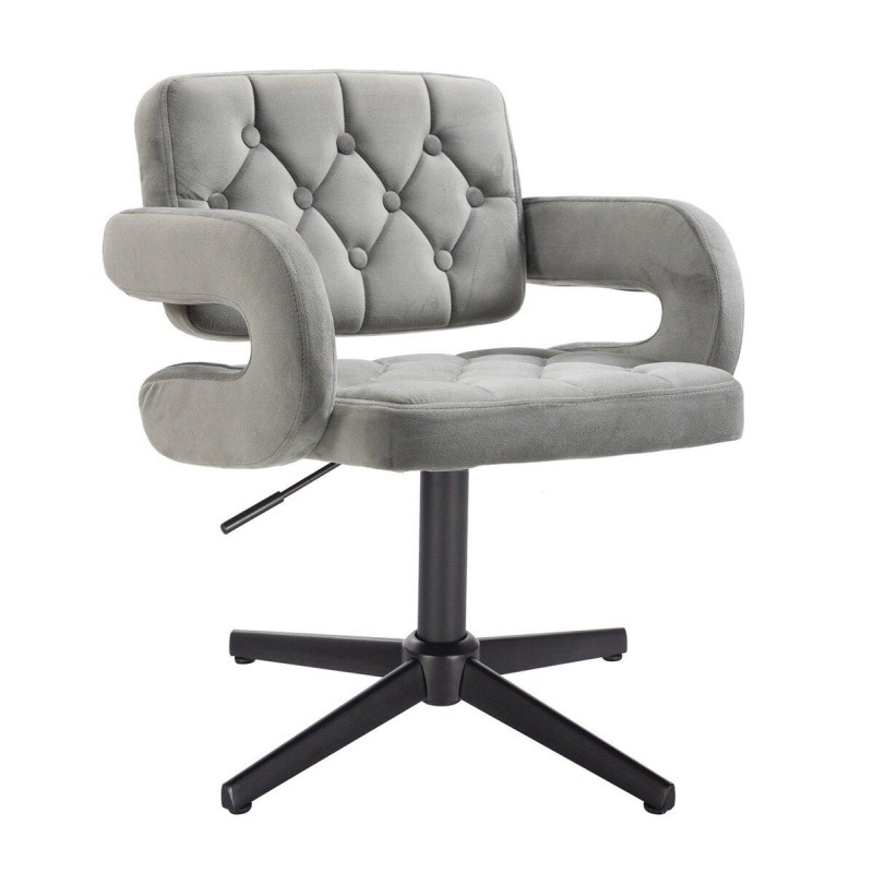 Steel velour chair black base
