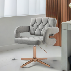Steel velour cosmetic chair gold base