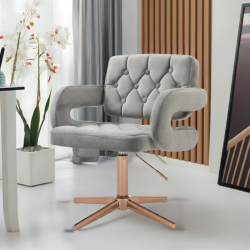 Steel velvet cosmetic chair gold