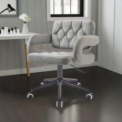 Steel-gray velvet chair black casters