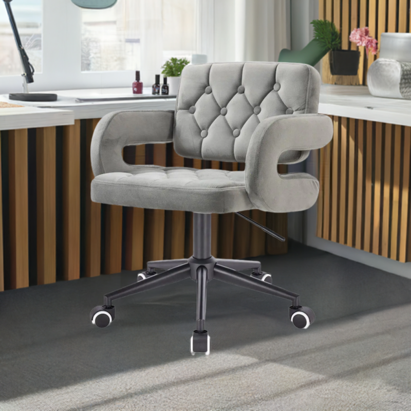 Stalowy welur fotel na kółkach