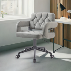 Steel velvet chair black casters