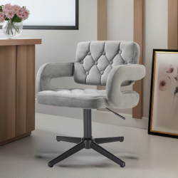 Steel velour chair black cross-base