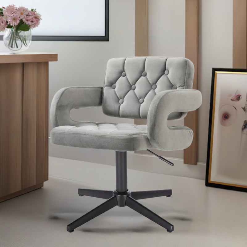 Steel velour chair black cross-base