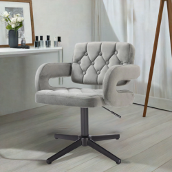 Welurowy fotel stalowy czarny krzyżak