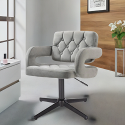 Welurowy fotel stalowy czarny krzyżak